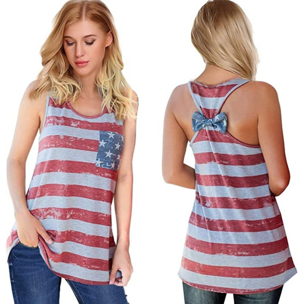 Womens American Flag Print Summer Sexy Tank Top